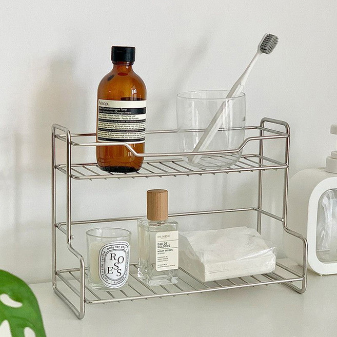 JLIFE Doze 不鏽鋼雙層收納架, 銀色, 1個