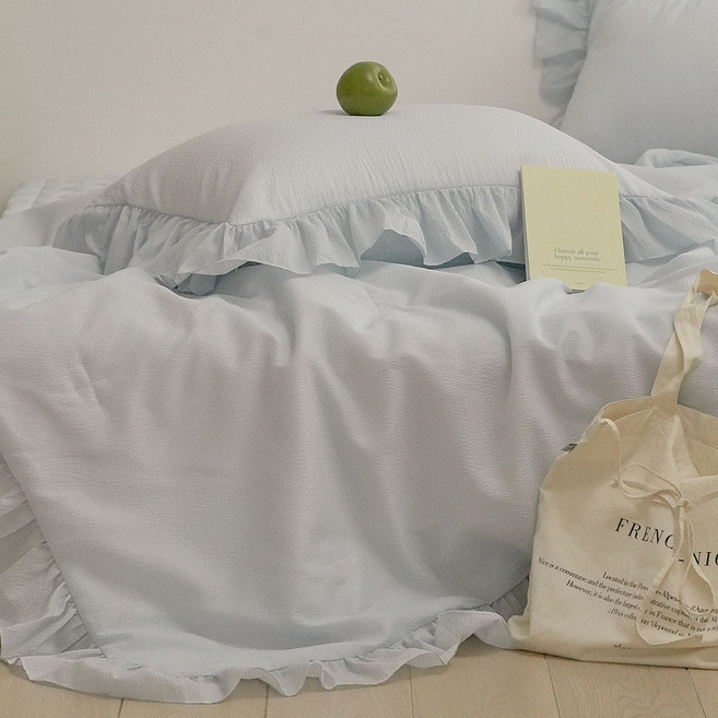 아망떼 릴리 스노우 시어서커 리플 프릴 2겹 베개커버