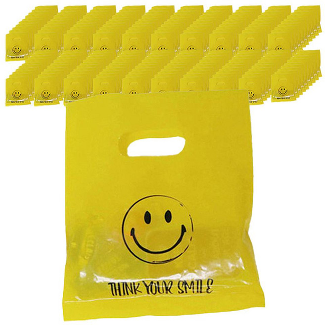BEST PACK 微笑塑膠購物袋, 黃色, 200個