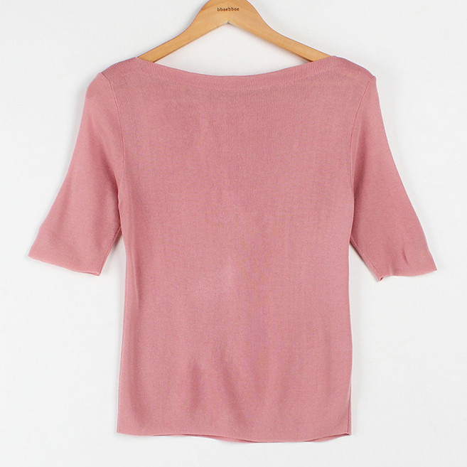 빼빼 여성용 입술넥 카사리 5부 니트 티셔츠