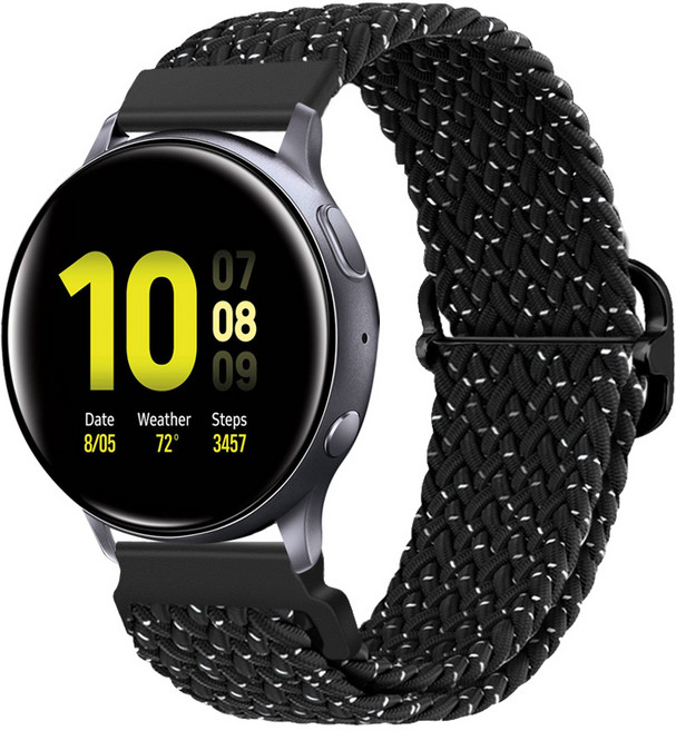 스페이스쉴드 갤럭시워치 버클형 브레이드 솔로루프 스트랩 20mm, 블랙 + 화이트, 1개