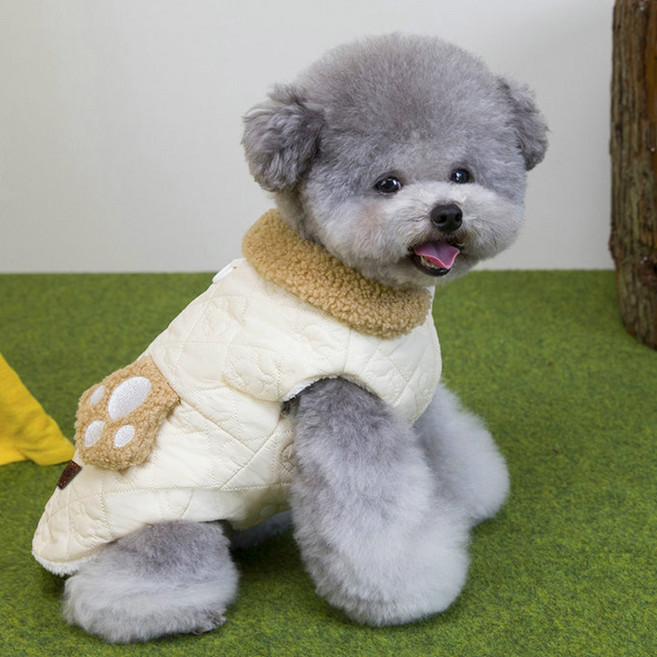 딩동펫반려동물베어뽀글이패딩털자켓, 아이보리, 1개
