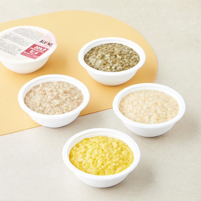 엘빈즈 슈퍼핏 중기2 만7~10개월 한우연어고구마죽 180g + 닭가슴살두부죽 180g + 대구단호박치즈죽 180g + 한우완두과일죽 180g 이유식 A세트, 1세트