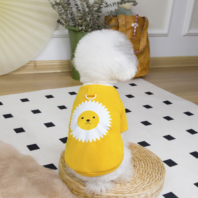코코스튜디오 반려동물 하네스 썬플라워 티셔츠, 1개, 옐로우