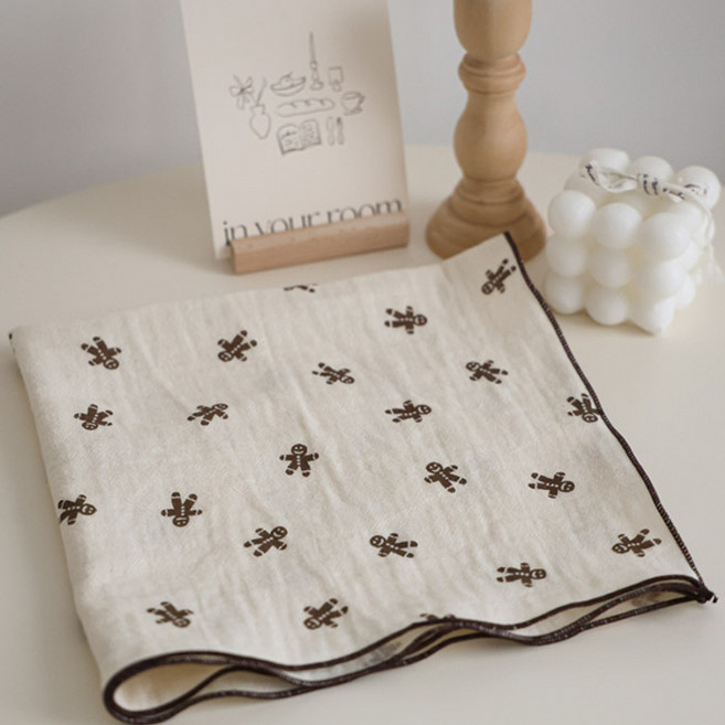 메종텍스타일 여성용 면100 이중거즈 초코 쿠키 손수건 + 선물포장 세트