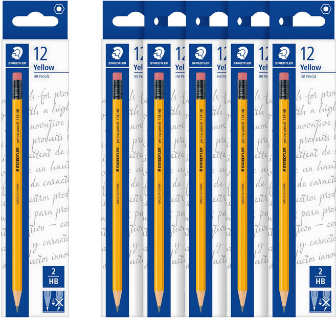 STAEDTLER 施德樓 134 黃桿HB鉛筆, 黃色, 6包
