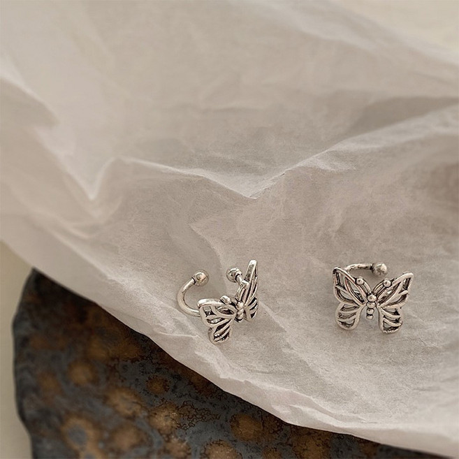 BEOURGUEST 女性立體蝴蝶耳骨夾耳環