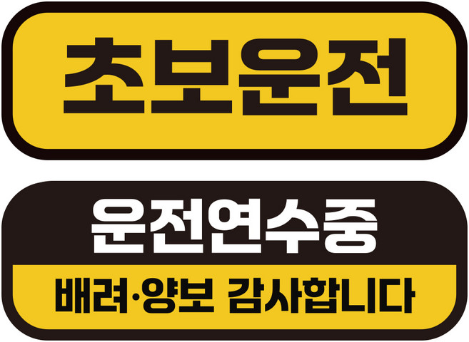카마존 초보운전 반사 자석 스티커 탈부착 가능 가로형, 초보기본 + 운전연수, 1세트