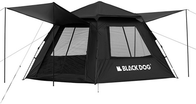 Blackdog 閒居2.4-兩門兩窗自動帳篷展開 尺寸:240240160, 3-4人, 夜幕黑