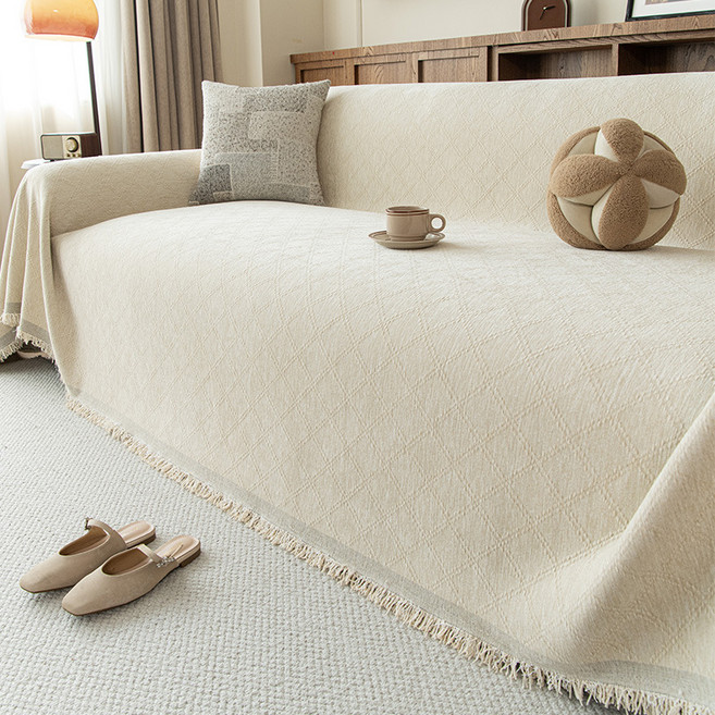 UNHEVE 菱格紋沙發套, 01 淺棕色, 1個