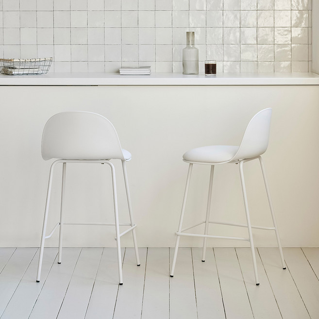 메종드꼼마 피카 쿠션 바 스툴, 화이트, 2개
