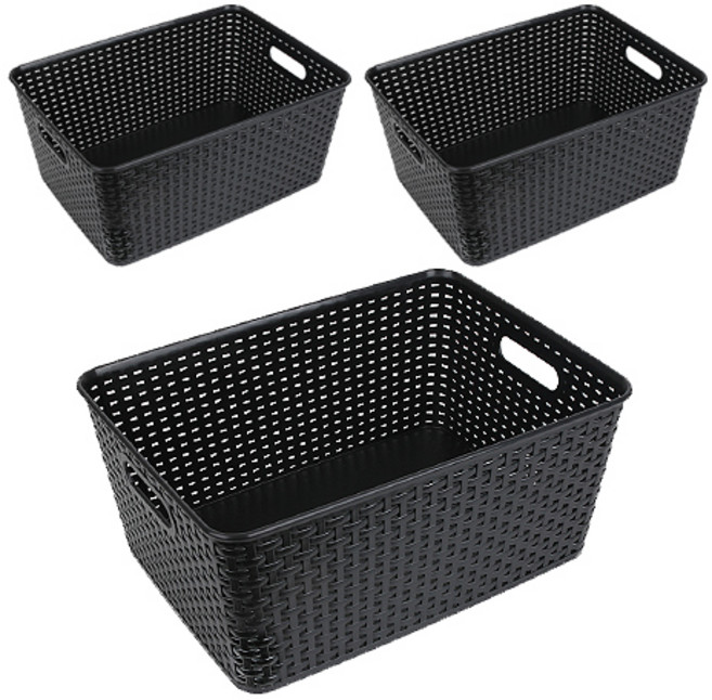 마이스타일 라탄 Y바스켓 4호, 블랙, 3개