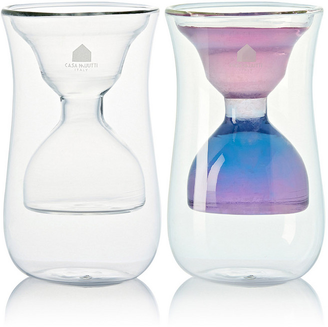 까사무띠 이중유리 더블월 샌드 컵 150ml, 투명, 2개
