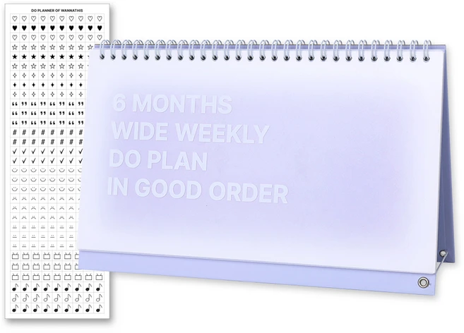 워너디스 DO 위클리 6개월 탁상 데스크 스터디 플래너 + 스티커 세트, 퍼플, 1세트 - 쿠팡