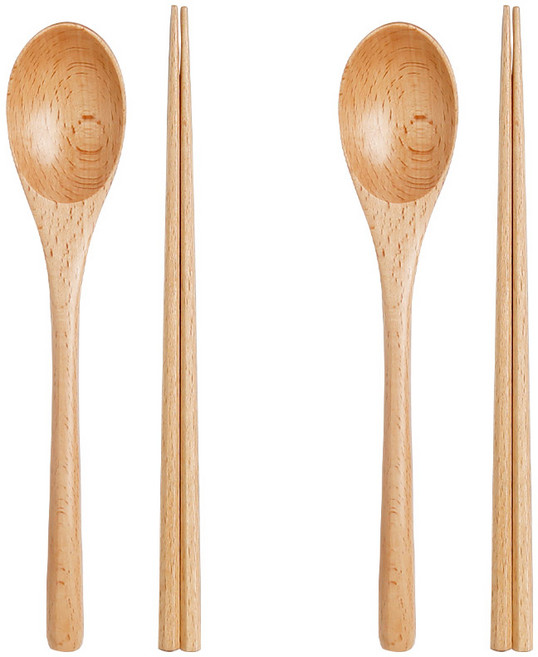 홈앤하우스 우드 2인 수저 세트, 내추럴, 숟가락 2p + 젓가락 2p, 1개