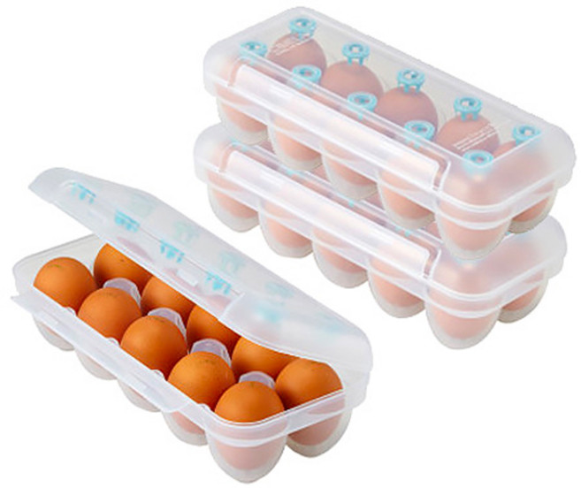 cimelax 10格雞蛋收納盒 非密封式 牢固上鎖, 半透明, 3個