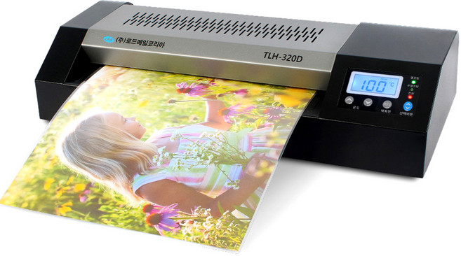 로드메일코리아 고급형 4롤러 디지털 코팅기 TLH-320D + 코팅지 100매 세트, A3