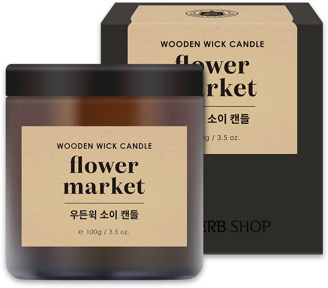 THE HERB SHOP 木芯大豆香氛蠟燭, Flower Market, 100g, 1罐