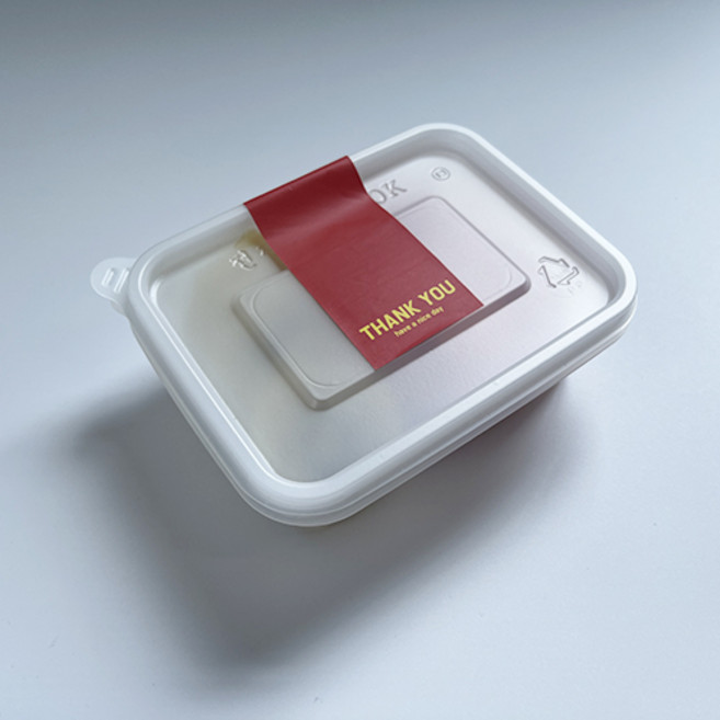 티나피크닉 미니 반투명 1칸 일회용기 + 땡큐 스티커 다홍 세트, 20세트, 일회용기 + 스티커