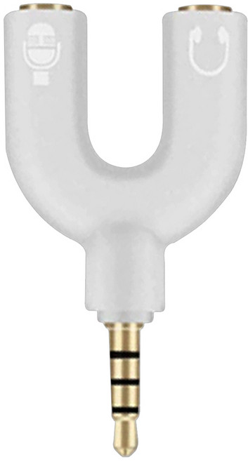 알파믹 4극 마이크 이어폰 헤드셋 변환 Y형 젠더, 화이트