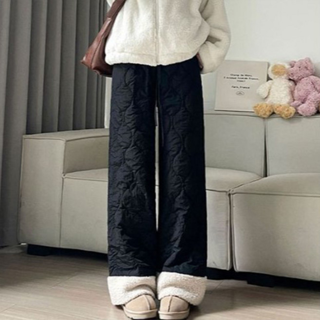 패션플로우 여성용 몽글몽글 솜사탕 퀄팅 패딩 겨울 보온 바지