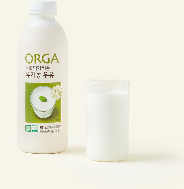 ORGA 유기가공식품 인증 목초 먹여 키운 우유, 1개, 750ml