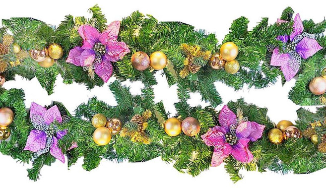 摩達客 聖誕裝飾樹藤條, 紫金色系, 1個