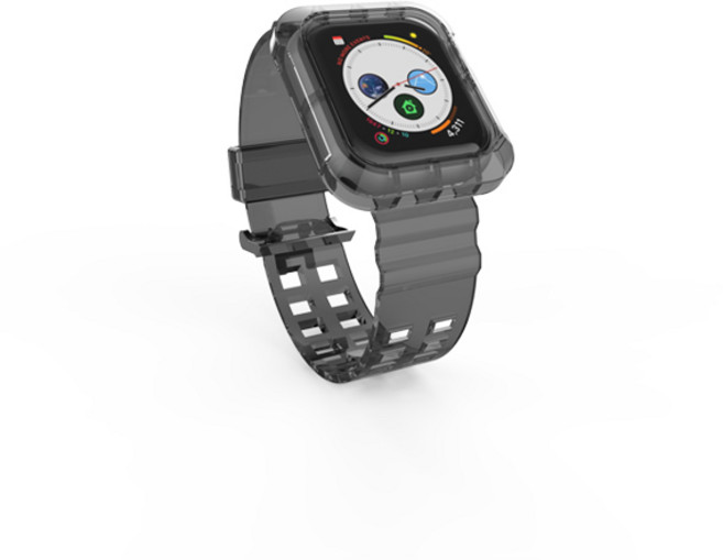 포지오 애플워치 40/41mm iDeal 클리어 일체형 케이스 스트랩, 블랙, 1개