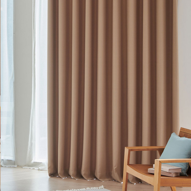 뷰하우스 테라코트 형상기억 양면 암막커튼 2p