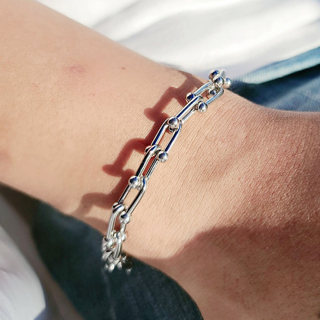 노이드비 써지컬스틸 실버볼U체인 남성팔찌