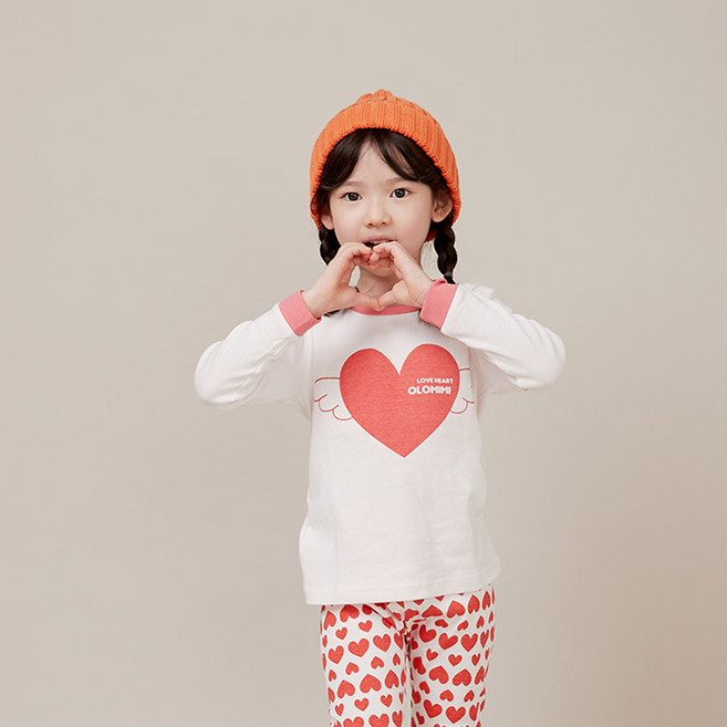 올로미미 아동용 빅하트 30수 후라이스 9부 실내복 세트