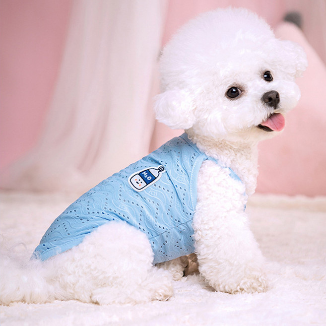 퍼피드림 강아지 리니 심플 컬러 민소매 티셔츠 10031, 1개, 블루