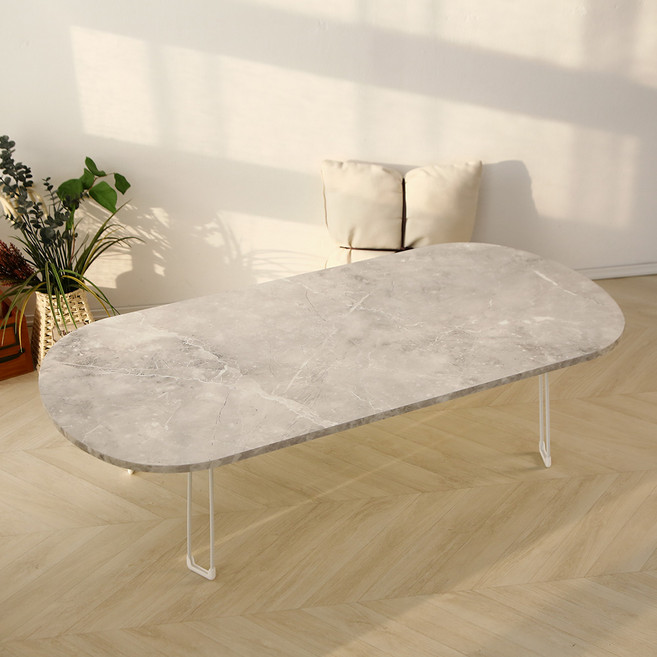 레몬트리 국내제조 E0등급 LPM 오브제 타원형 접이식테이블 특대형 1200 접이식 테이블, 마블클래식