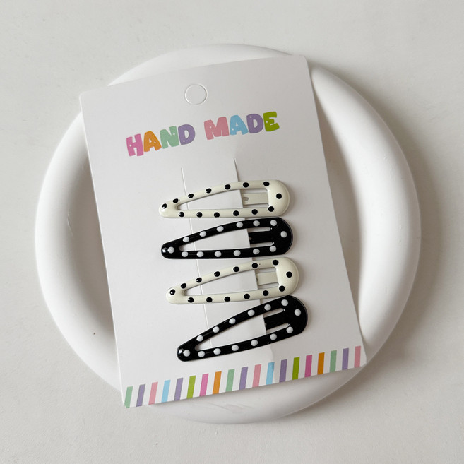 깨비다 도트 머리 똑딱핀 2종 x 2p 세트