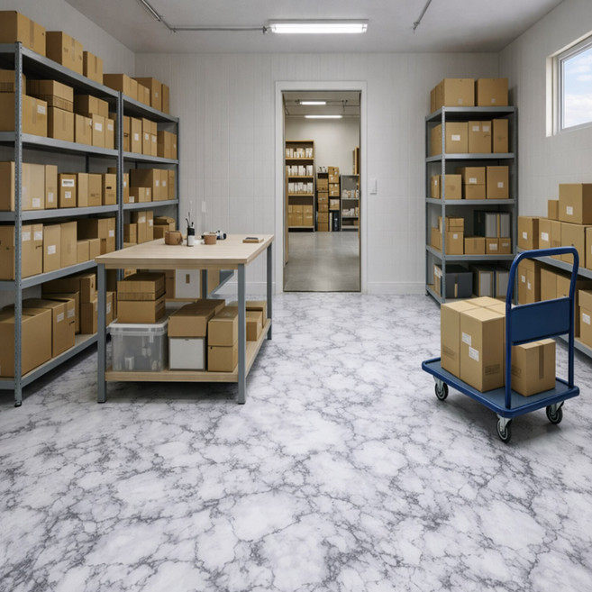 DEKOREA PVC無黏膠重疊施工辦公室倉庫專用地板, VF 005 灰色大理石