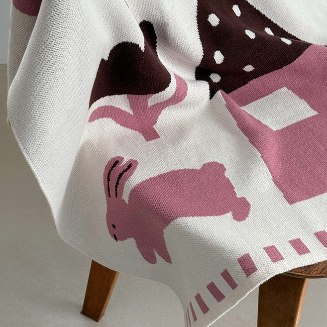 프랑브아즈 래빗홈 순면 니트 블랭킷, PINK