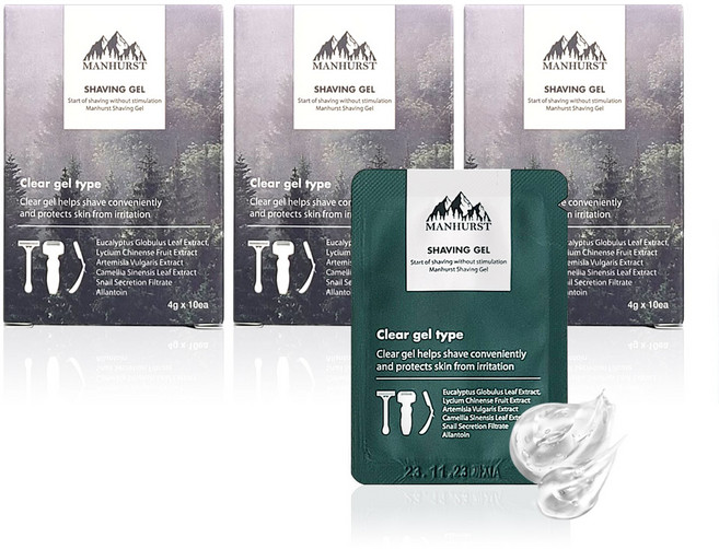 맨허스트 쉐이빙젤 휴대용 파우치 10p, 40g, 3개