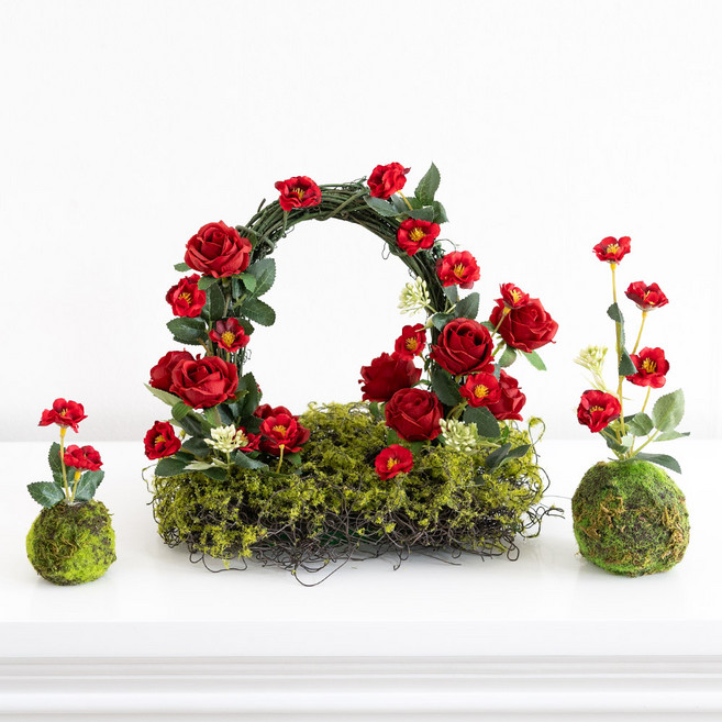 플라워트리 포토테이블 네이처플라워 아치 3종 세트, 레드장미, 1세트