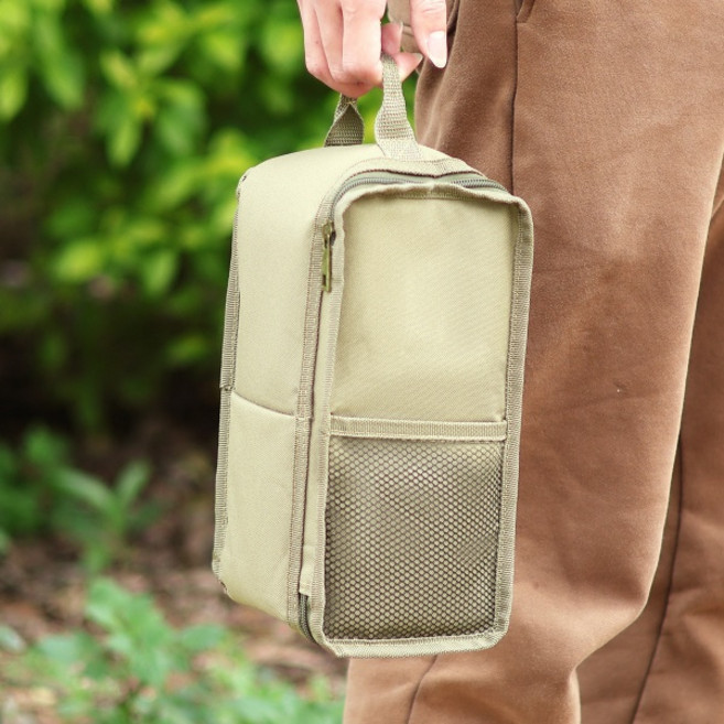 따봉오빠 캠핑 조명 랜턴 메쉬 포켓 다용도 수납 가방 원사이즈 JNHA1985, 1개, 1단, 카키