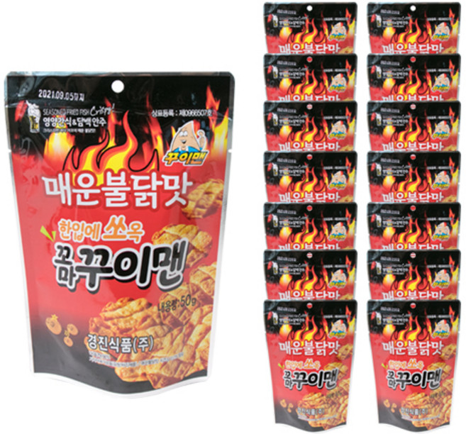 꾸이맨 꼬마 꾸이맨 매운불닭맛, 50g, 15개