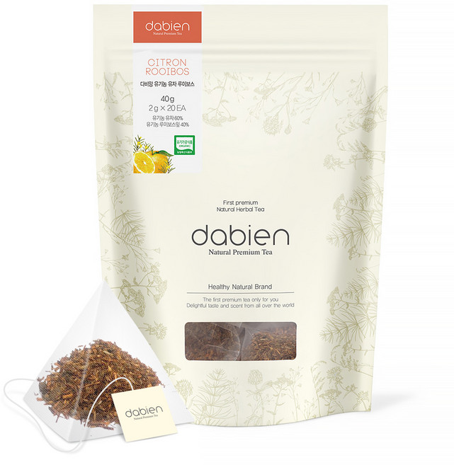 다비앙 유기농 유자 루이보스티, 2g, 20개입, 1개