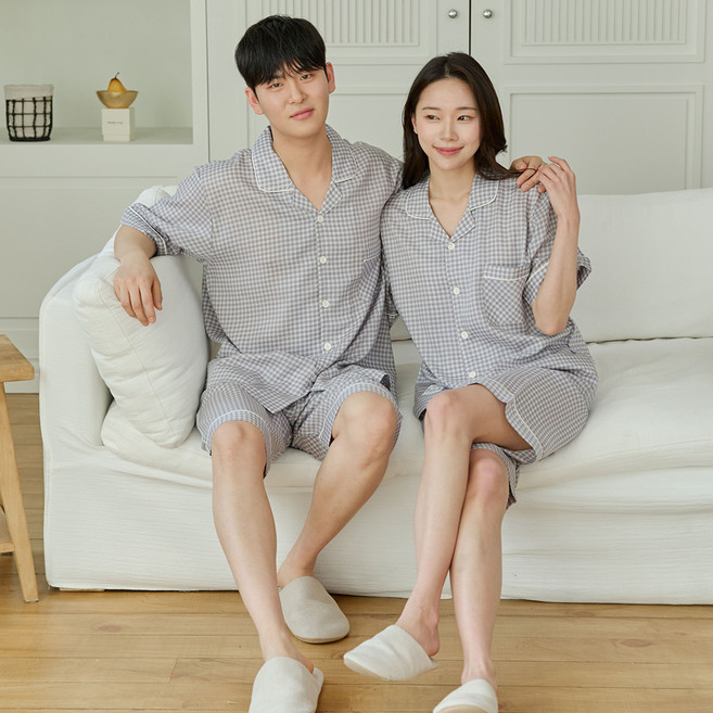 찌니야 커플용 남여공용 보엔 60수 반팔 상하 세트 1139