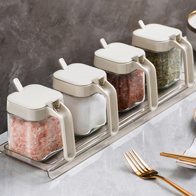 존글로벌 양념통 세트 조미료통 스푼, 4개, 330ml