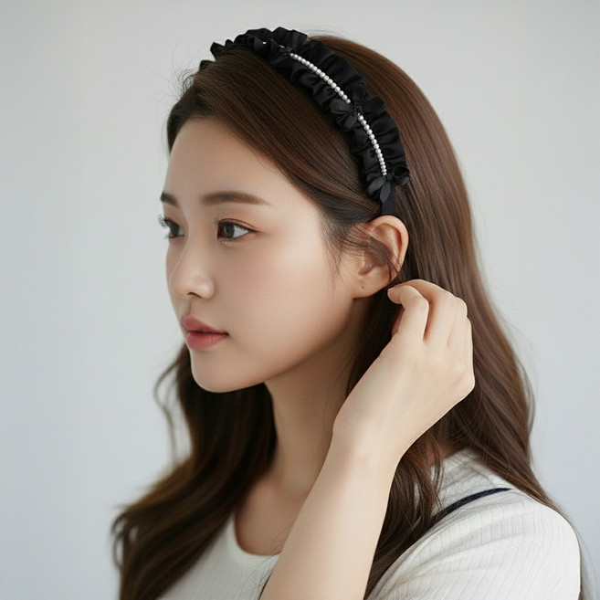 Paperments Yuriel 蝴蝶結珍珠荷葉邊髮帶 11 x 3 cm 14417