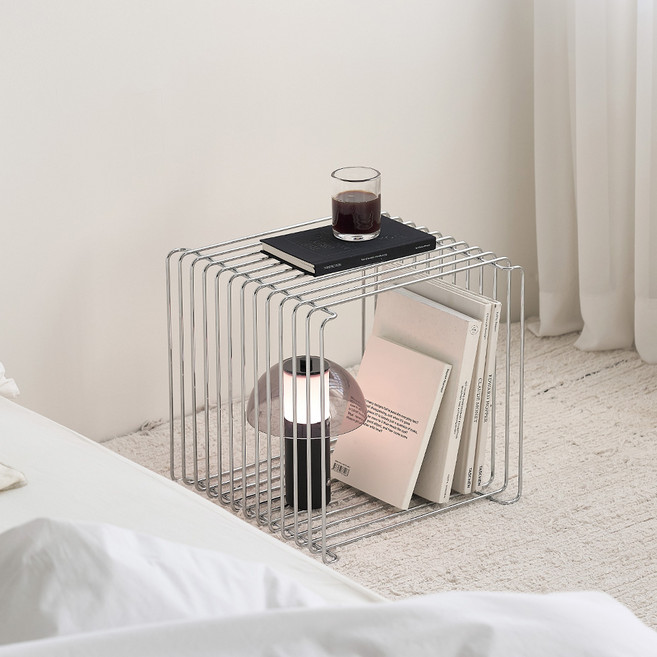 메종드꼼마 매트릭 미니 수납 와이어 테이블, 크롬, 1단