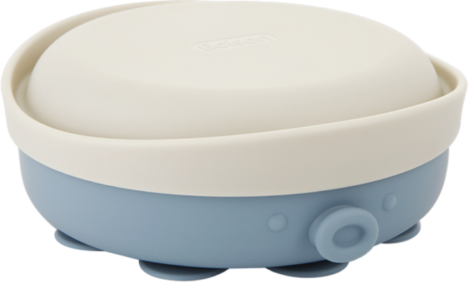 에디슨 국산 실리콘 흡착 플레이트 & 뚜껑 세트 문어, 블루, 1개