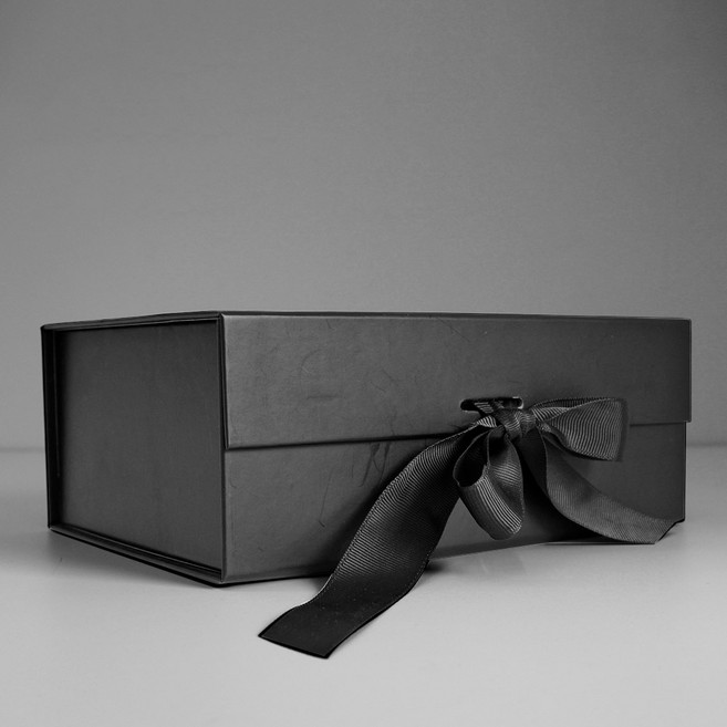 리드홈 리본 접이식 자석 싸바리 박스 선물 포장 상자 소, 블랙, 1개