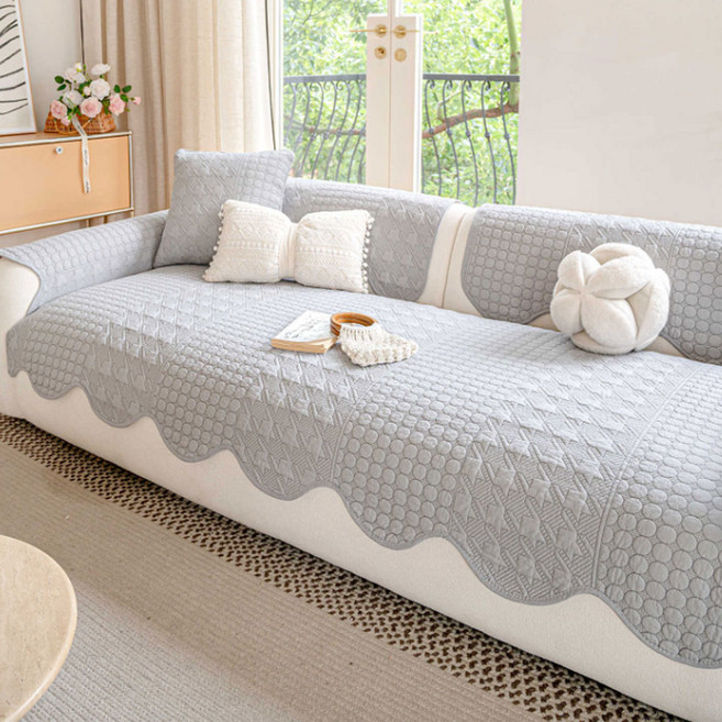 지앤와이 투패턴 순면 웨이브 미끄럼방지 소파패드