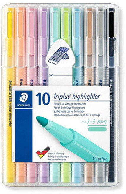 STAEDTLER 施德樓 triplus 粉彩螢光筆 10色套組, 綜合色, 10個