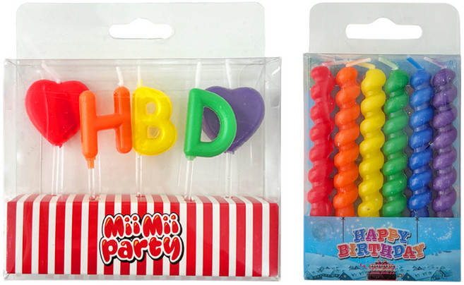 미미파티 해피벌스데이 알파벳 생일 뚱보 꼬불 케이크 초 2종 세트, 컬러풀세트, 1세트